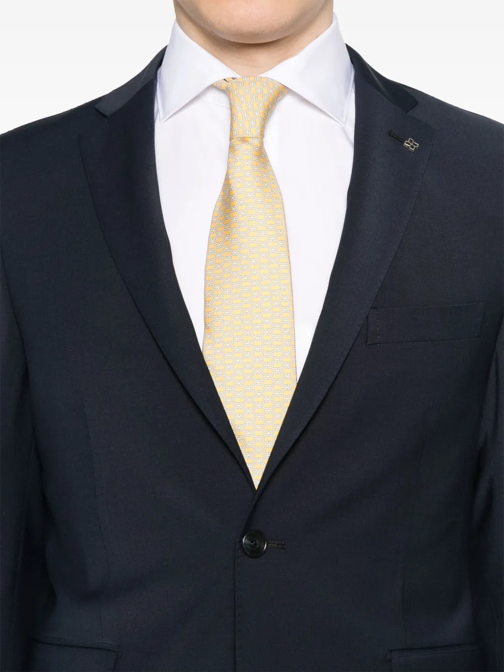 Shop Tagliatore Brooch-detail Suit In Blue