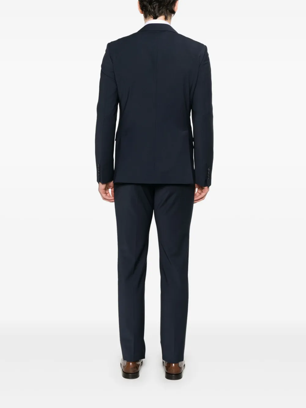 Shop Tagliatore Brooch-detail Suit In Blue