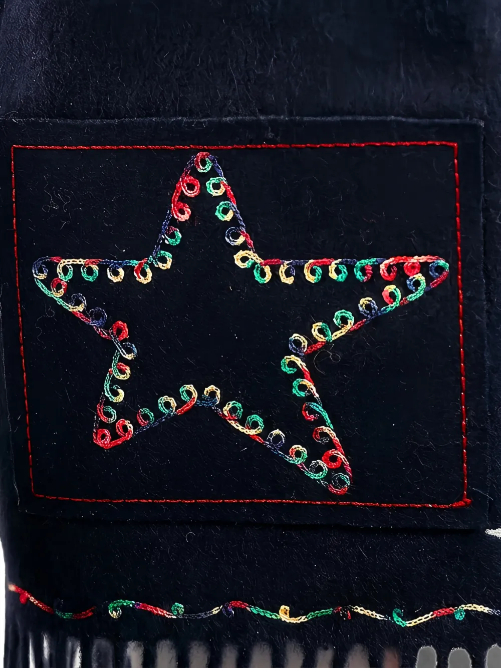 Valentino Garavani star-embroidered fringed scarf Blauw