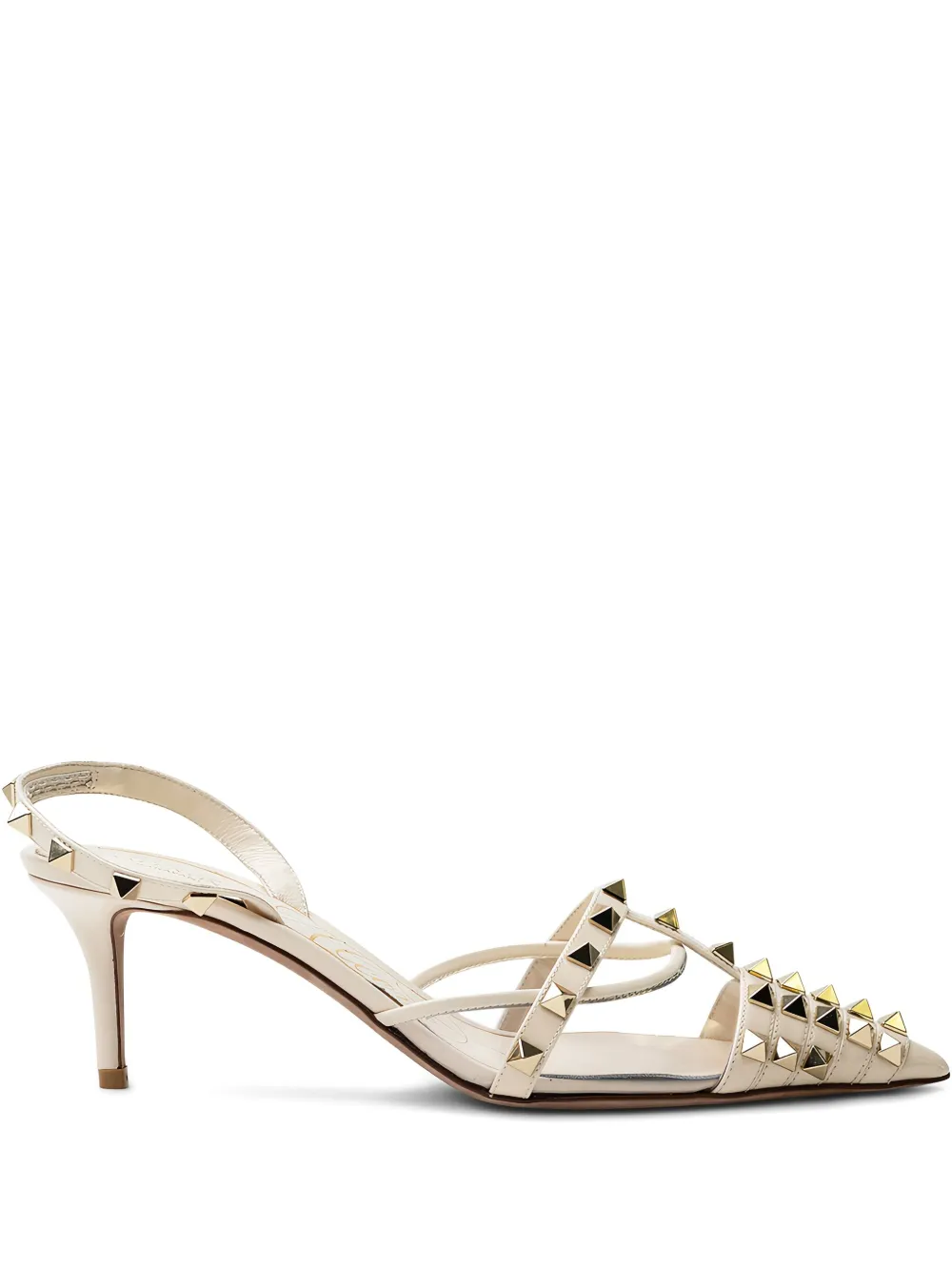 Valentino Garavani studded-embellishment sling-back pumps - ホワイト Valentino Garavani studded-embellishment sling-back pumps - ホワイト