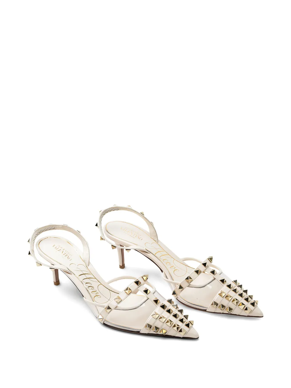Valentino Studded-embellishment Sling-back Pumps In White