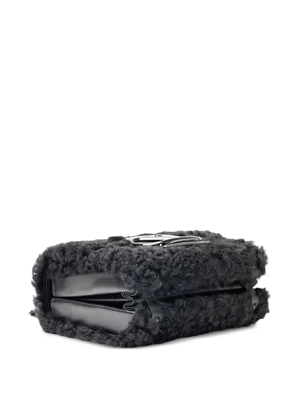  Valentino Garavani Bolso De Hombro Texturizado Con Logo - Negro 