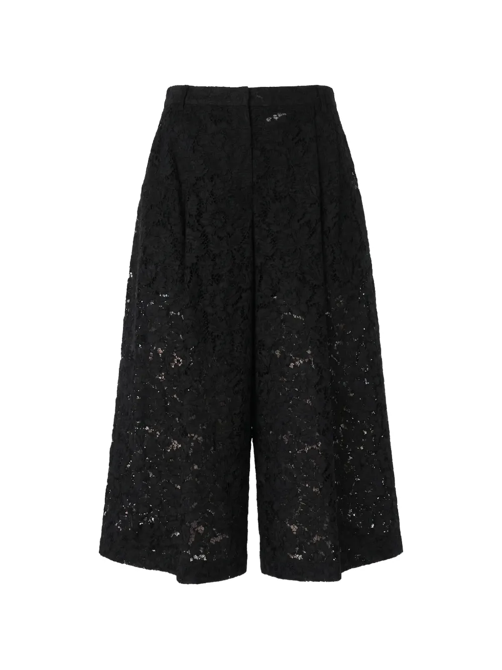 Valentino Garavani floral-lace wide-leg trousers Zwart
