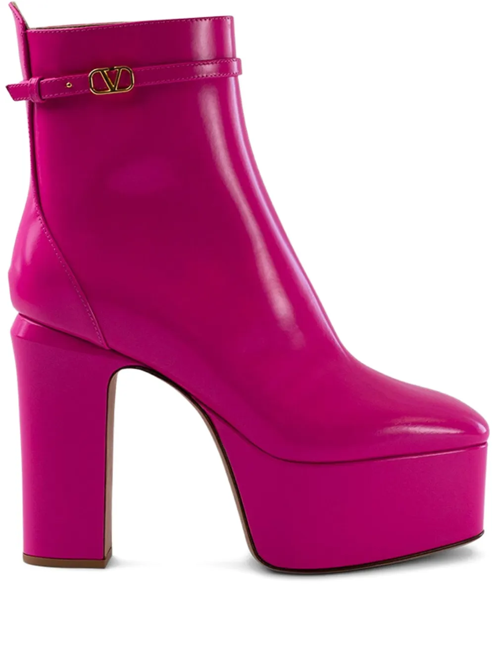 Valentino 120mm Platform Buckle Boots In Pink