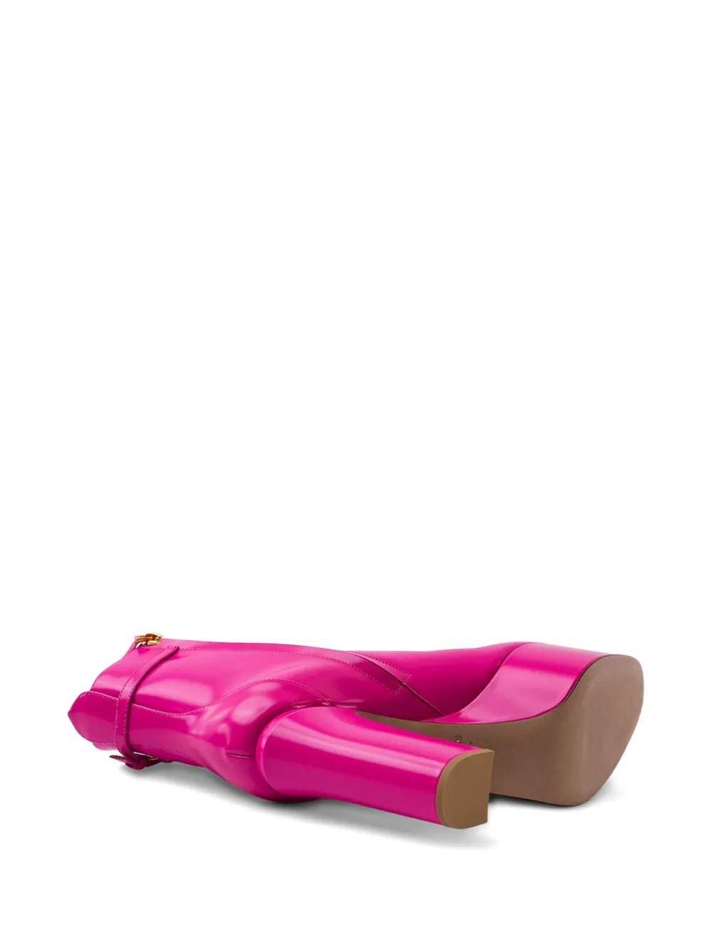 Valentino 120mm Platform Buckle Boots In Pink