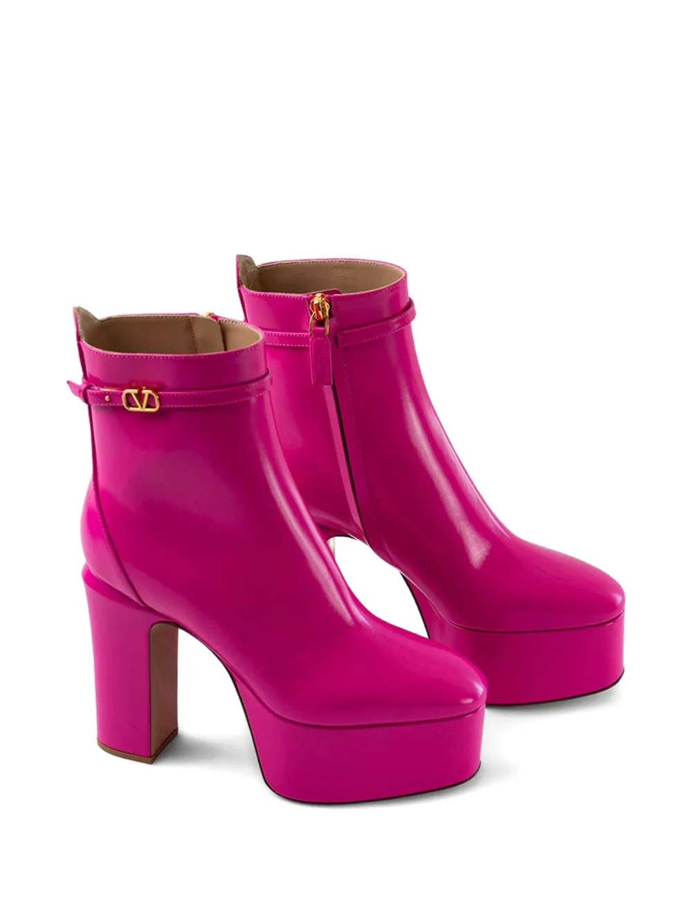 Valentino 120mm Platform Buckle Boots In Pink