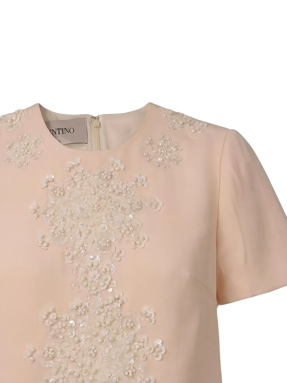 Valentino Garavani Jurk met pailletten en bloemapplicatie Beige