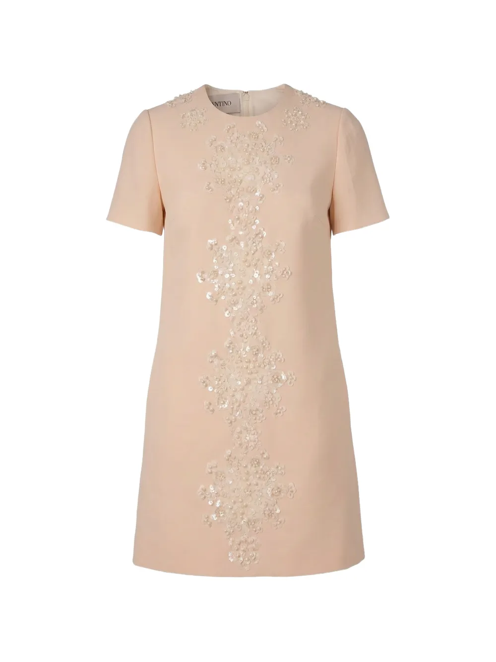 Valentino Garavani sequin-embellished floral-appliqué dress - Nude