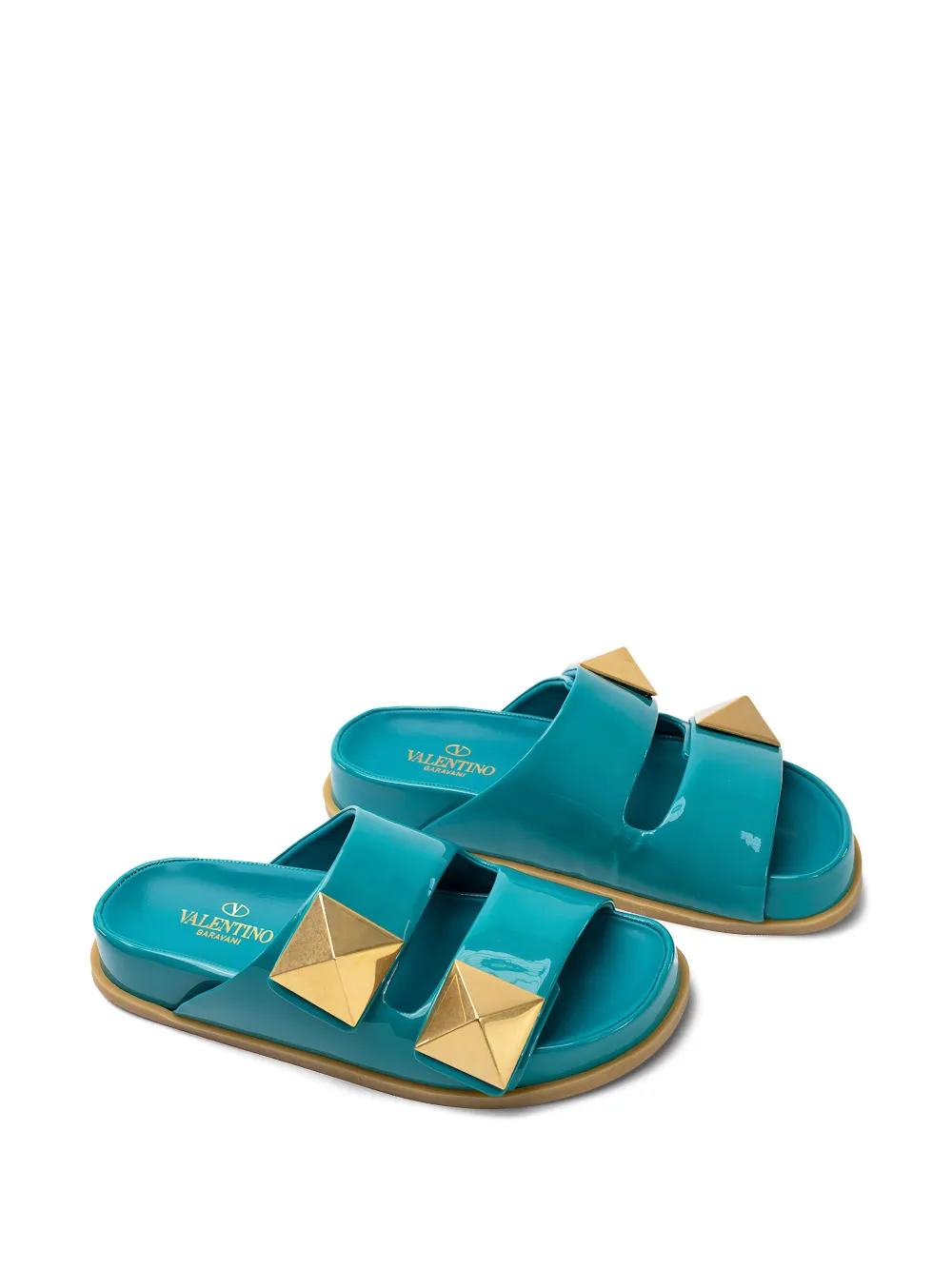 Valentino Garavani pyramid stud-embellishment slides Blauw