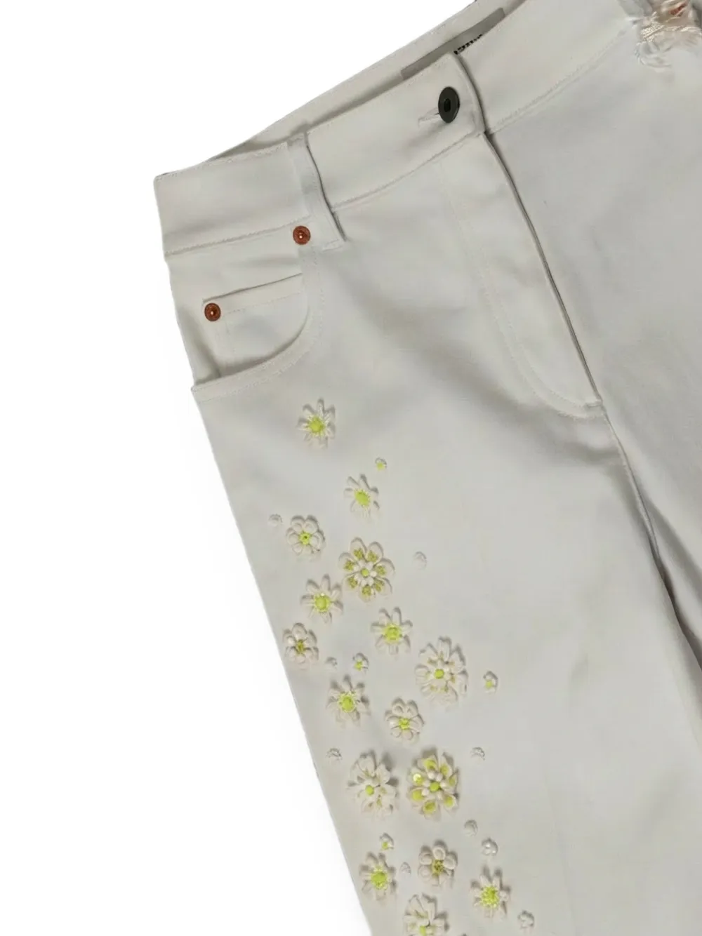 Valentino Garavani Cropped jeans met bloemen-applicatie Wit