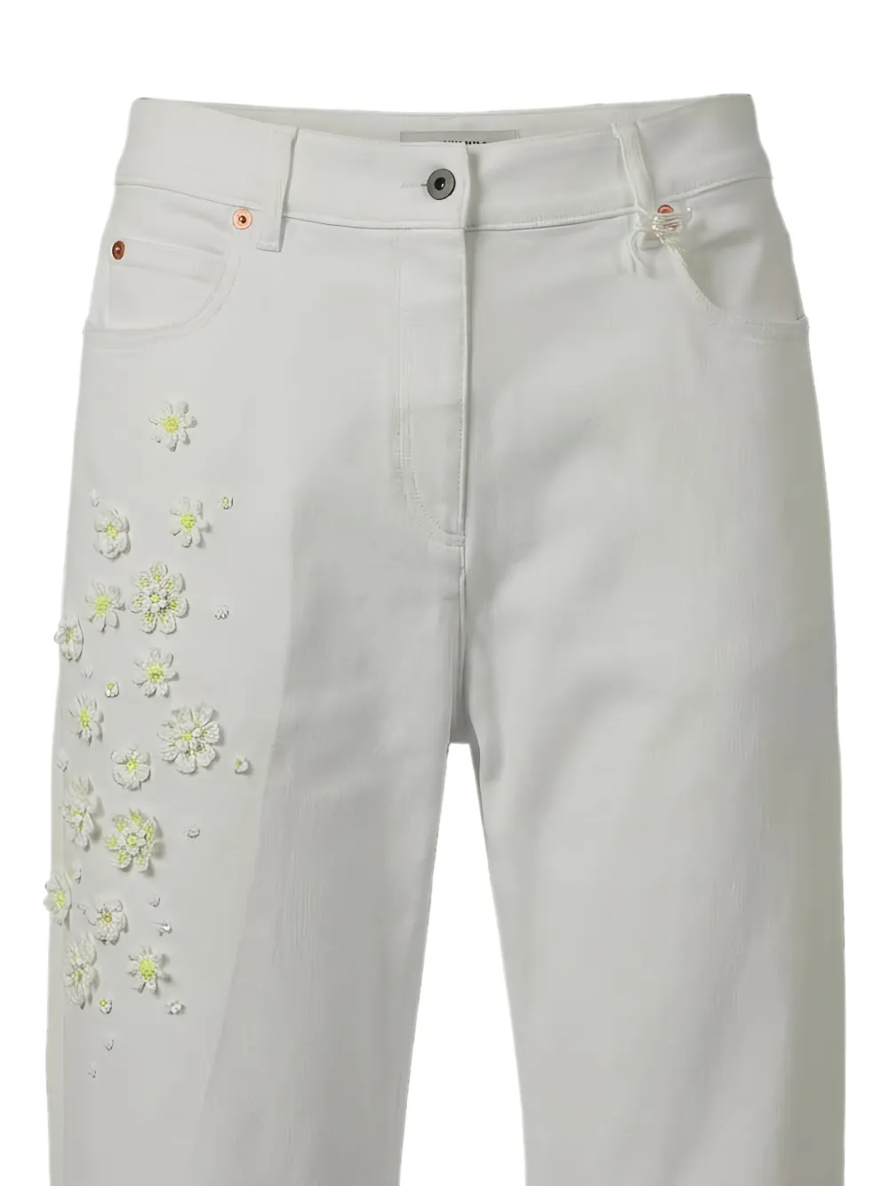 Valentino Garavani Cropped jeans met bloemen-applicatie Wit