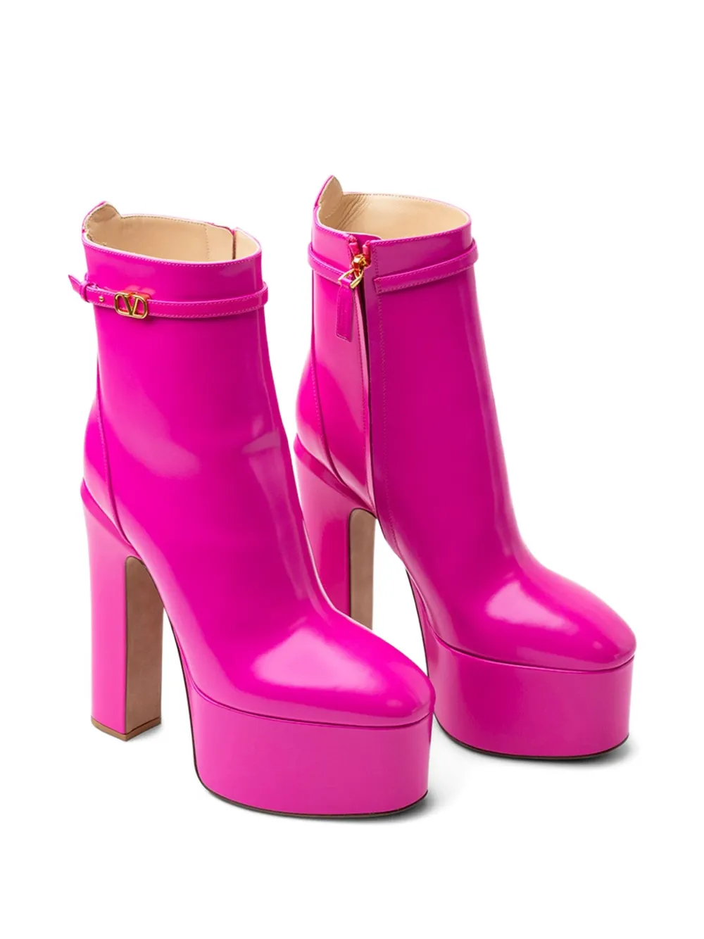 Valentino 160mm Platform Buckle Boots In Pink