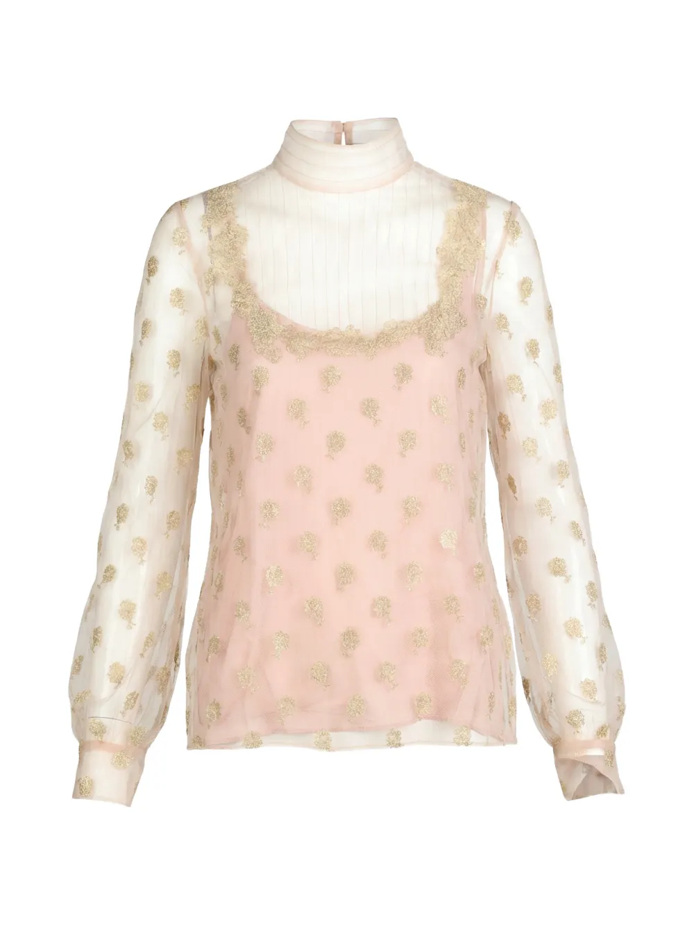 Valentino Garavani floral-print high-neck blouse - Bianco