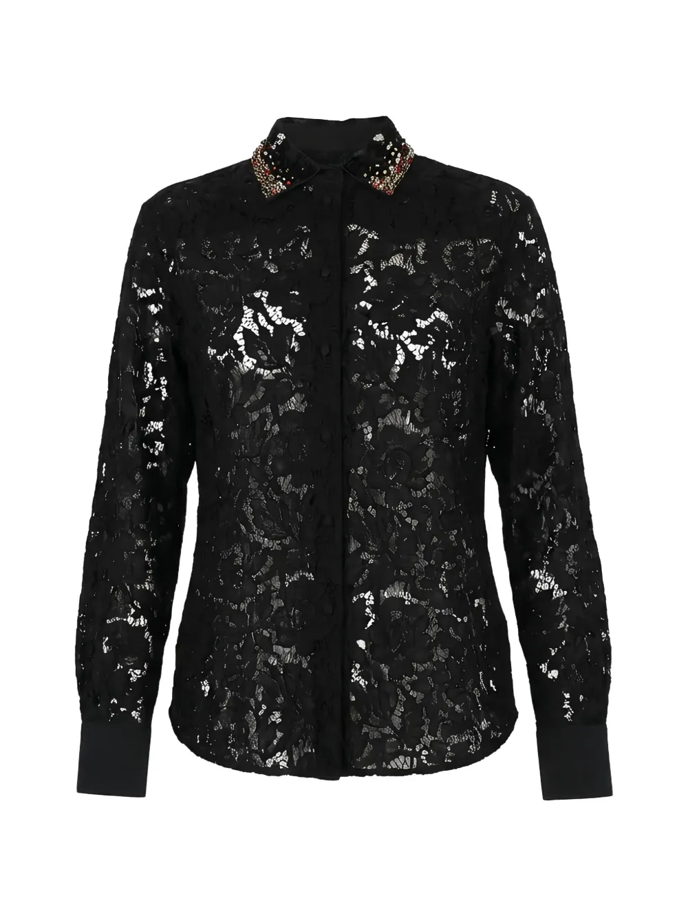 Valentino Garavani sequin-embellished lace shirt - Schwarz