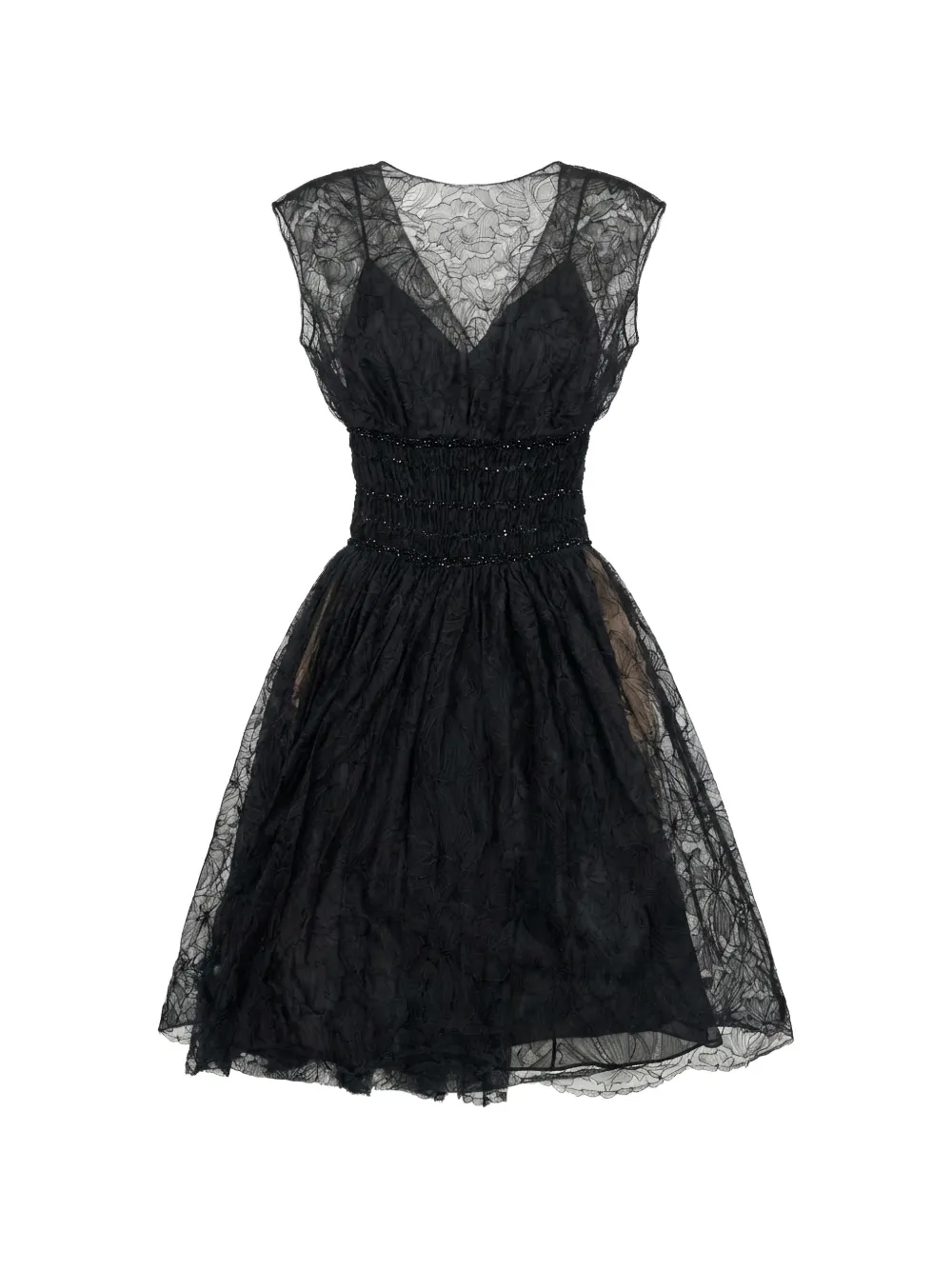 Valentino Garavani lace-overlay sequin-embellished mini dress - Schwarz