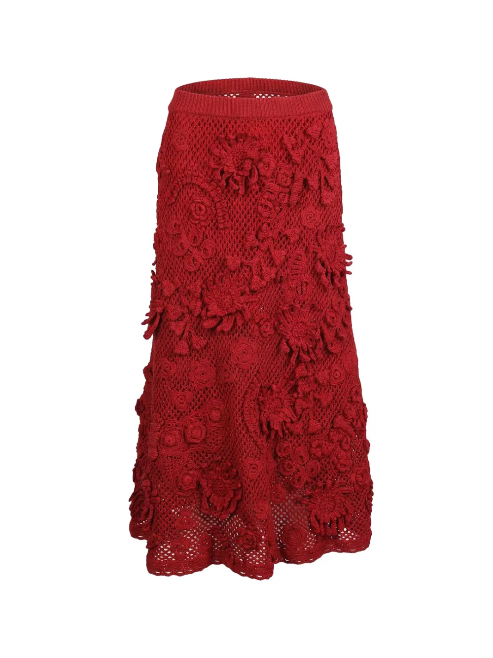 Valentino Garavani floral appliquéd skirt - Rosso