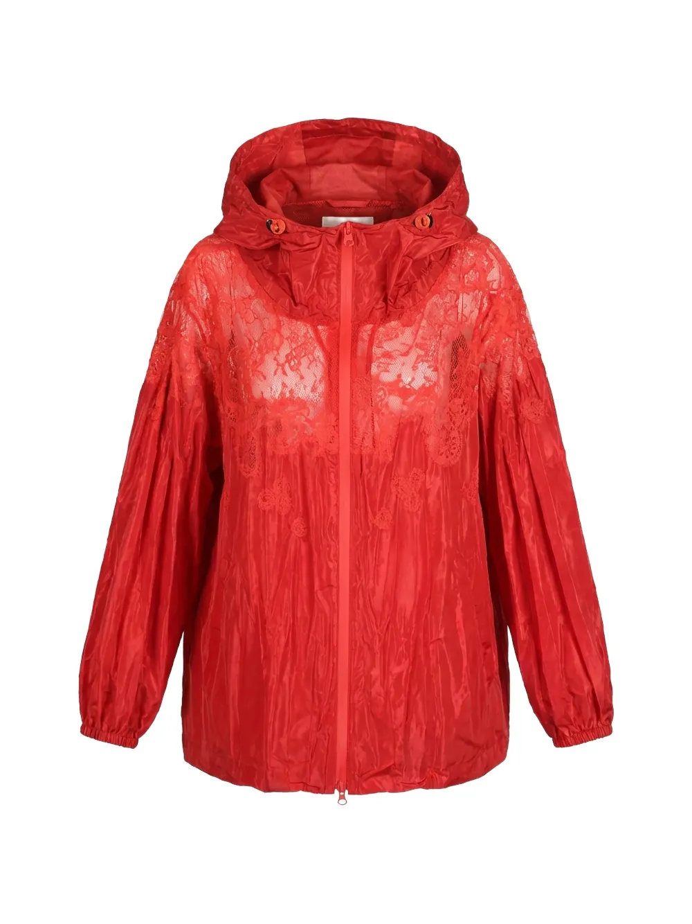 Valentino Garavani lace-panelled hooded jacket - Rosso
