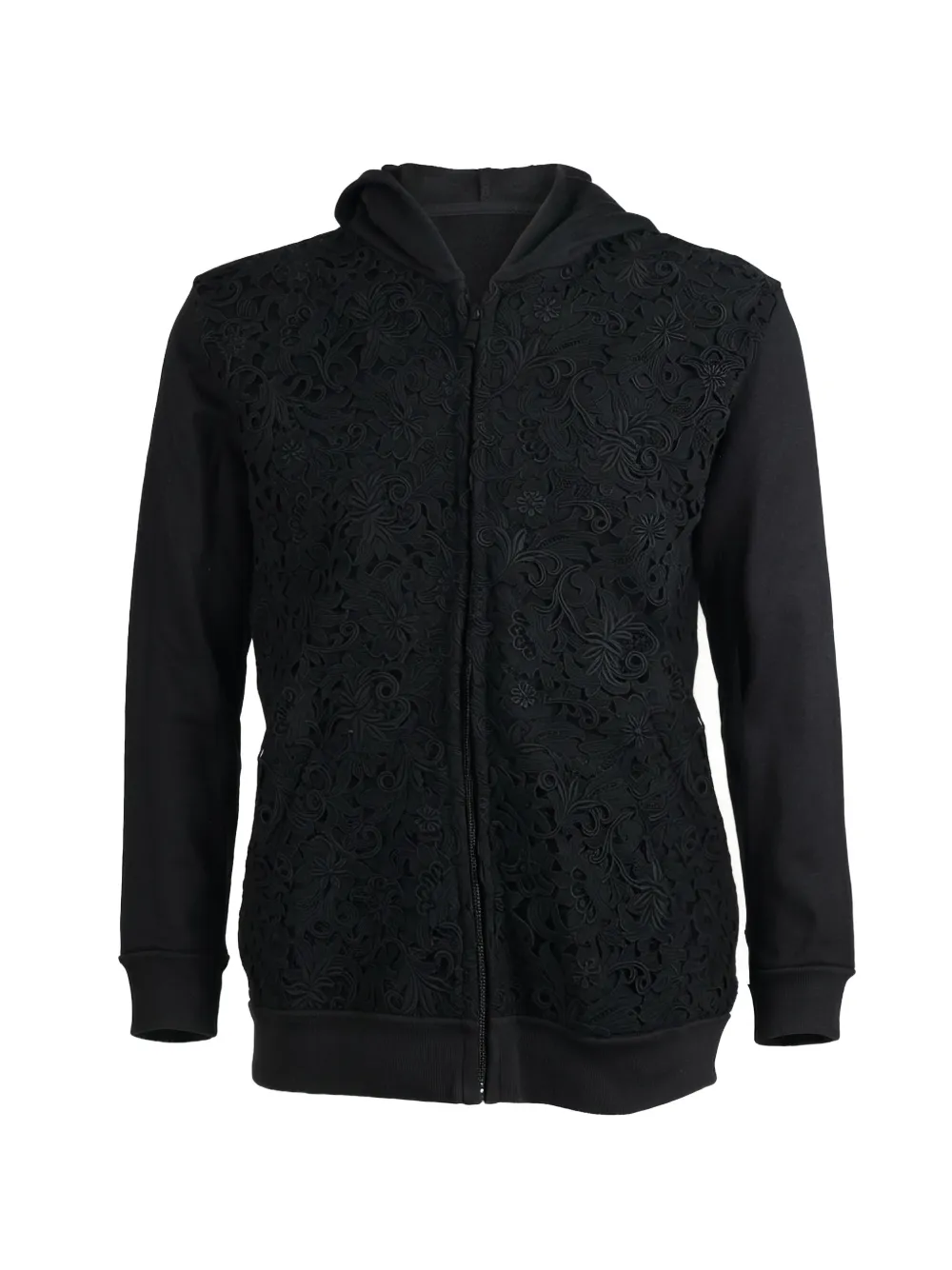 Valentino Garavani lace-panel hoodie - Black