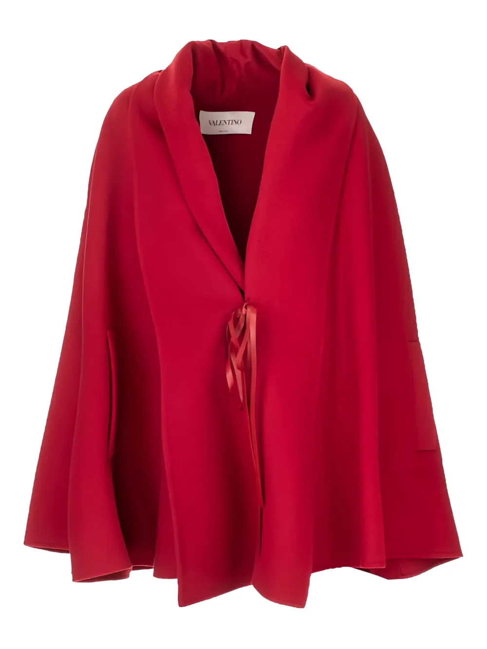 Valentino Ribbon-detail Cape Coat In Red