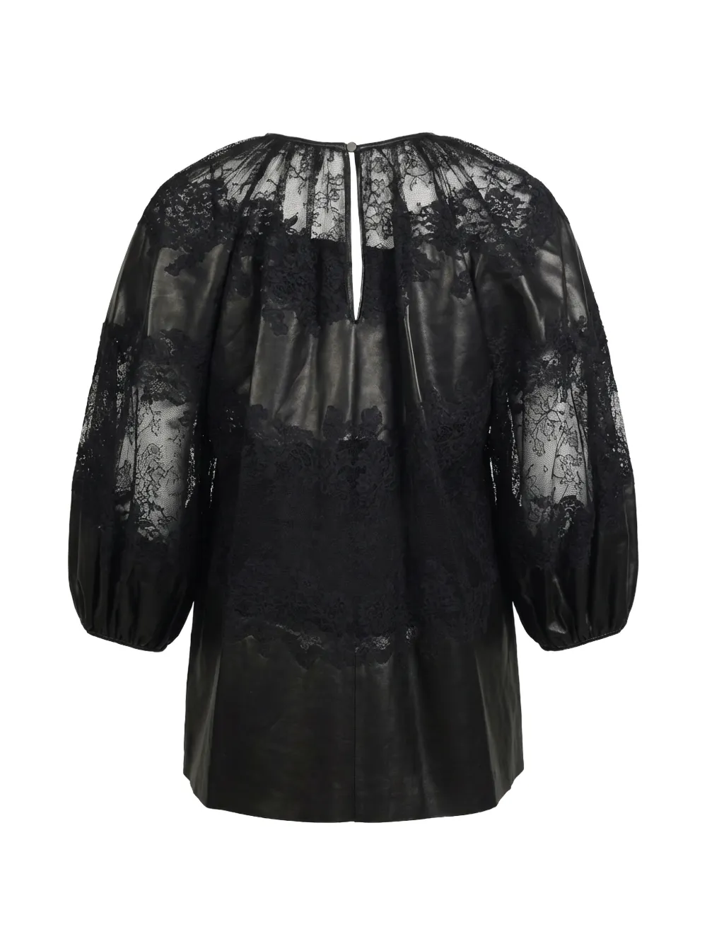 Valentino Garavani Blouse met pofmouwen en kant Zwart