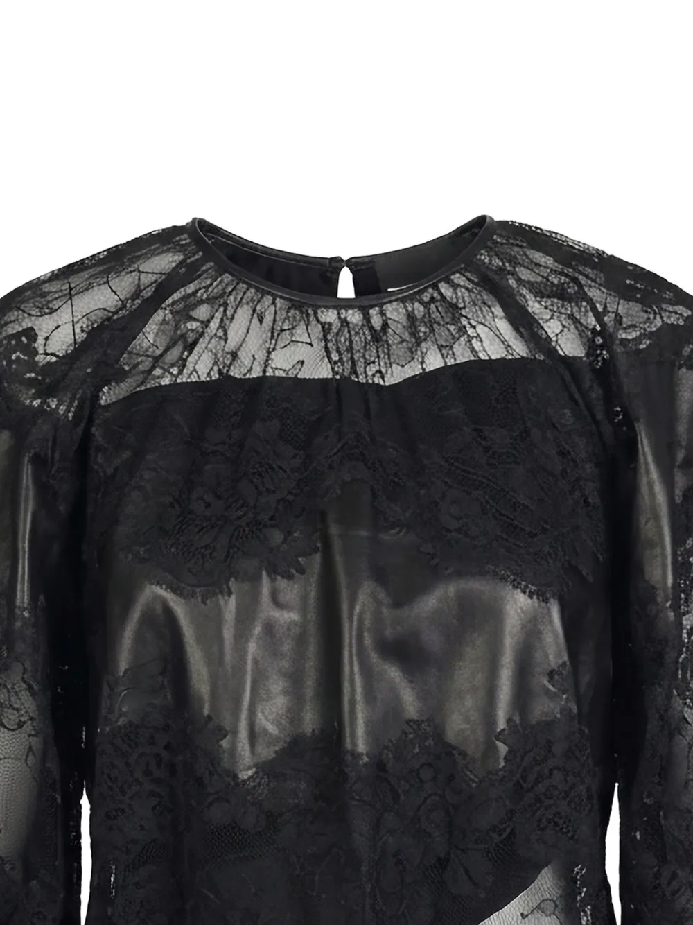 Valentino Garavani Blouse met pofmouwen en kant Zwart