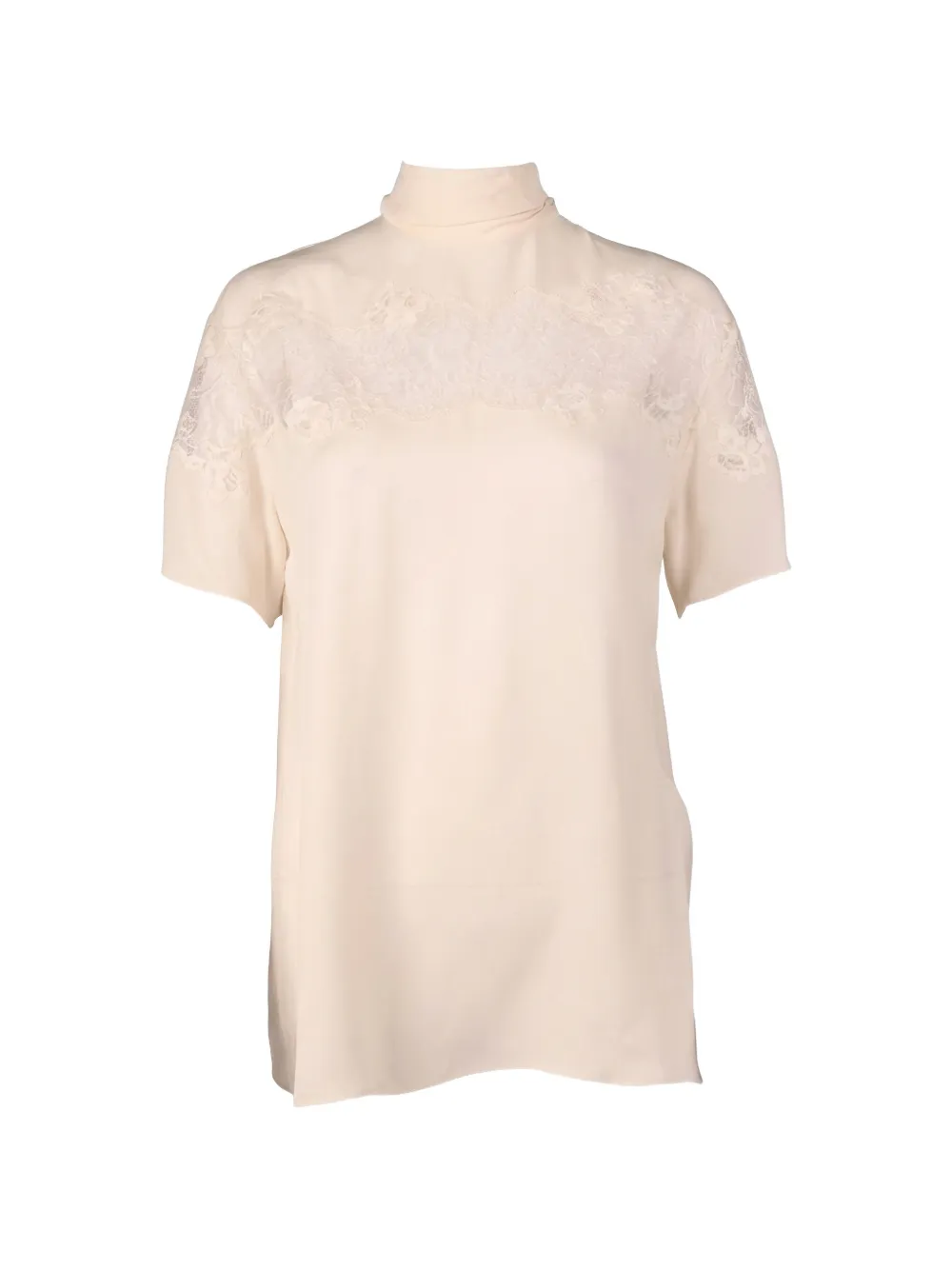 Valentino Garavani Blouse met kanten vlakken en strikdetail Beige