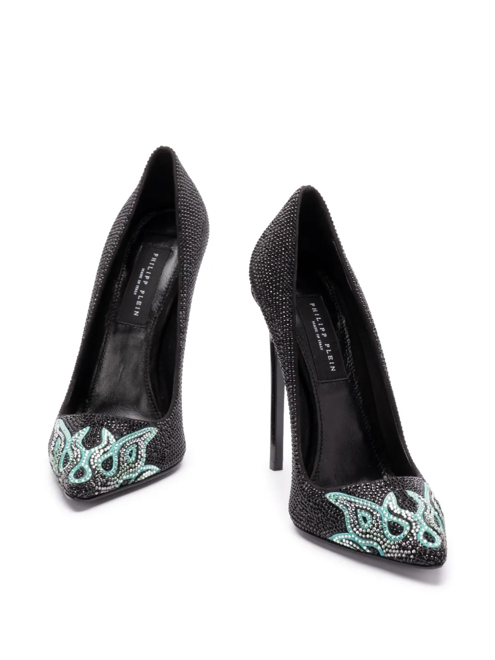 Philipp Plein 120mm flame-embellished pumps Black