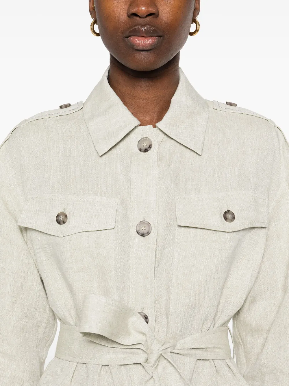 Peserico Jas met riem Groen
