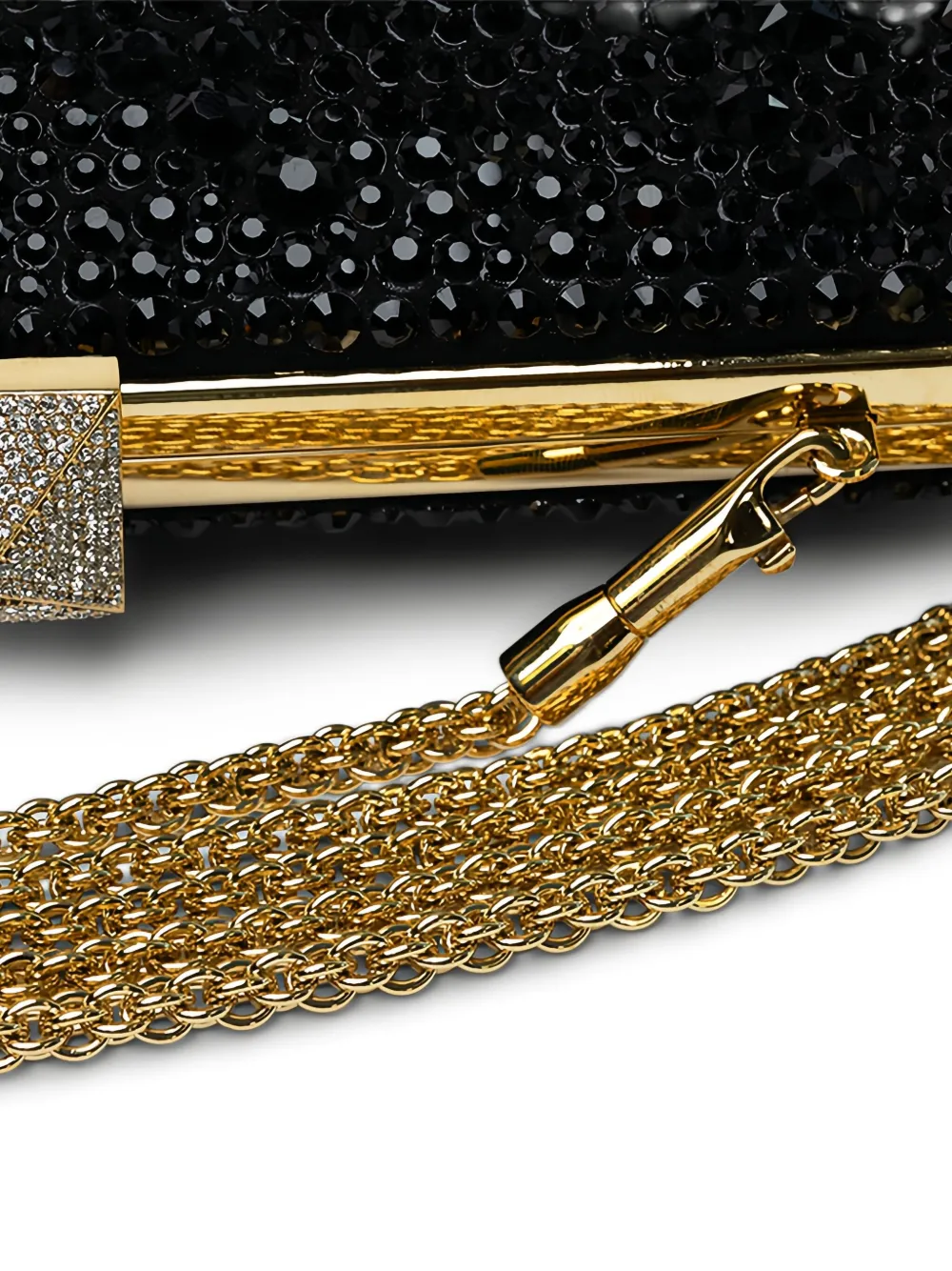 Valentino Glass-embellished Clutch Bag In Black