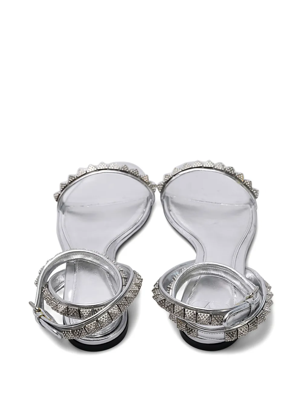 Valentino Stud-embellished Strap Sandals In Silver