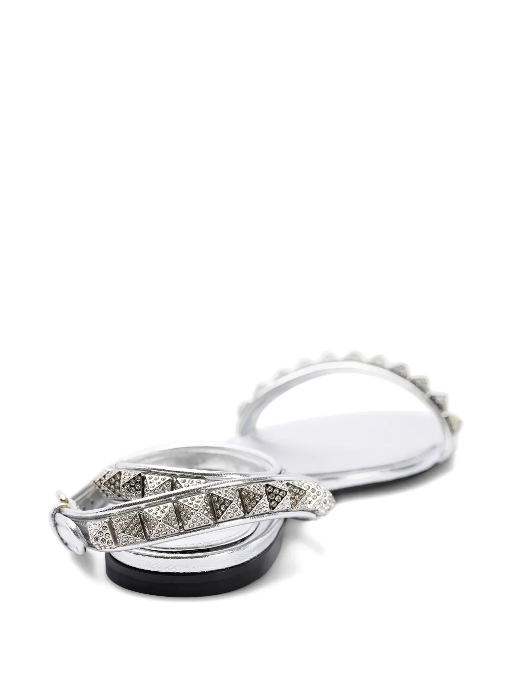 Valentino Stud-embellished Strap Sandals In Silver