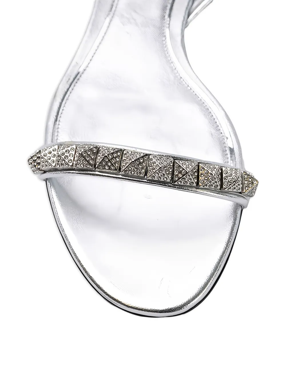 Valentino Stud-embellished Strap Sandals In Silver