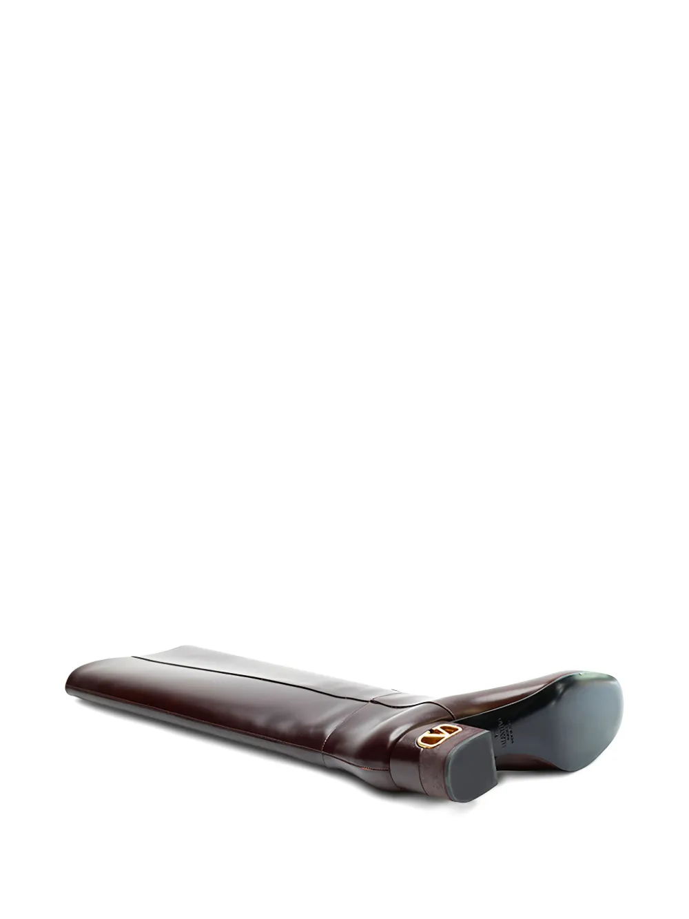 Valentino Logo-heel Boots In Brown