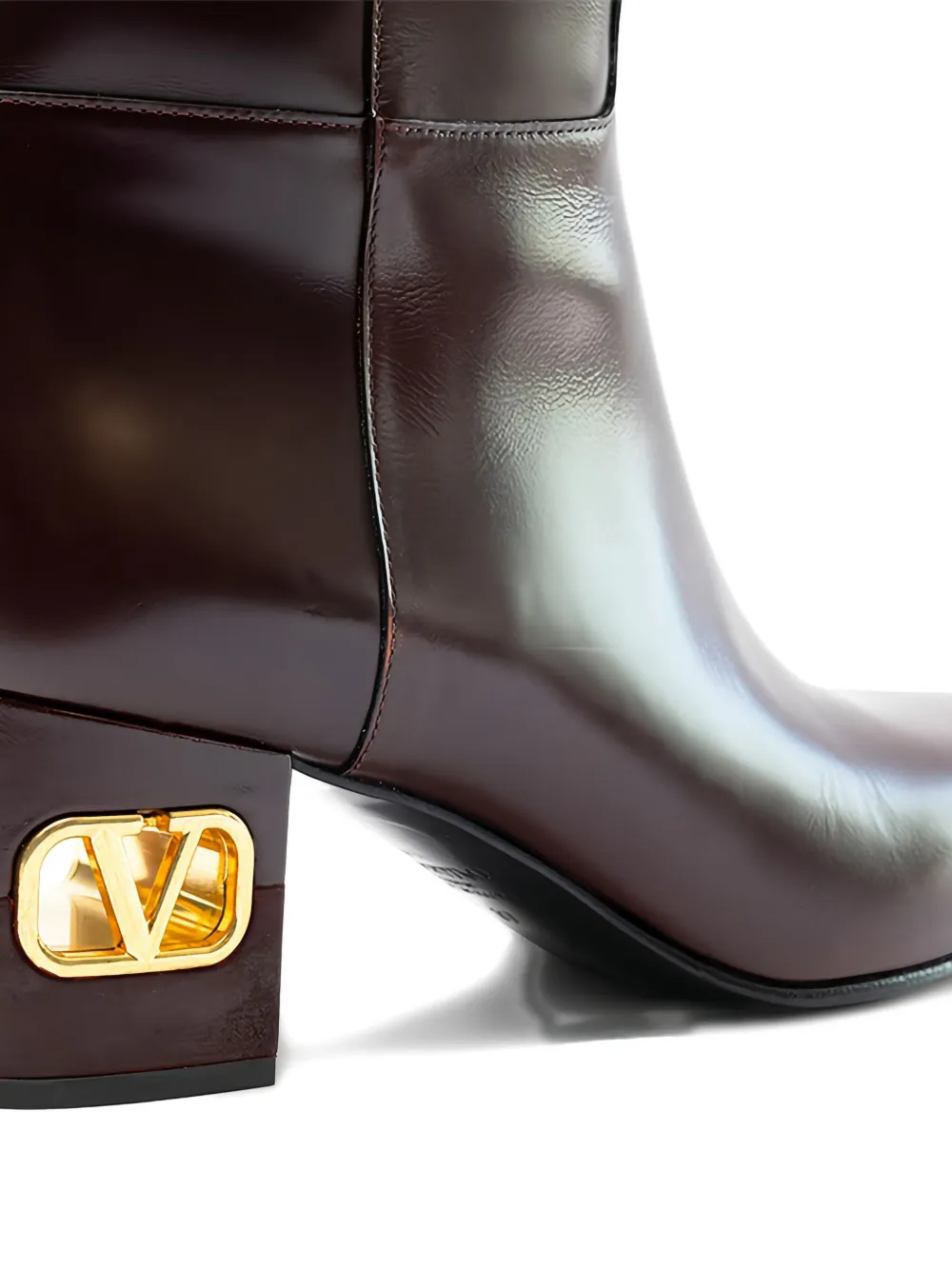 Valentino Logo-heel Boots In Brown