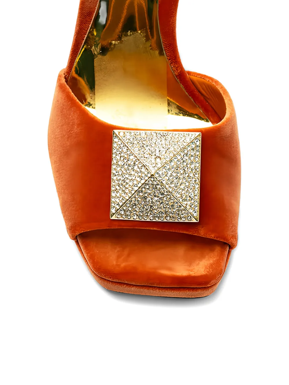 Valentino Square-toe Platform Sandals In Orange