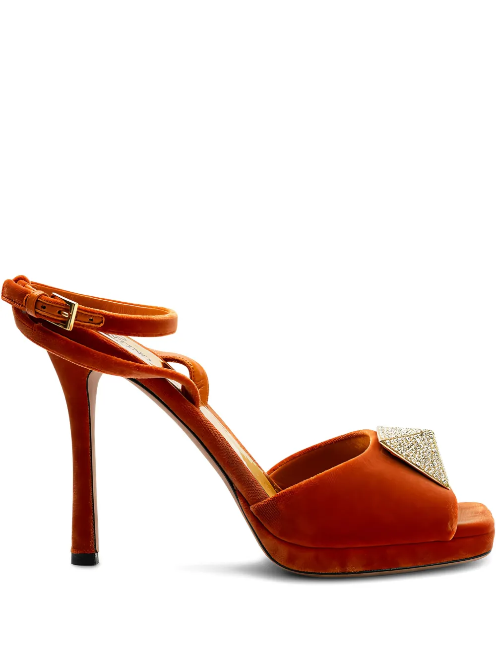 Valentino Square-toe Platform Sandals In Orange