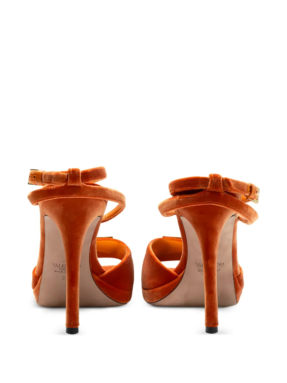 Valentino Square-toe Platform Sandals In Orange