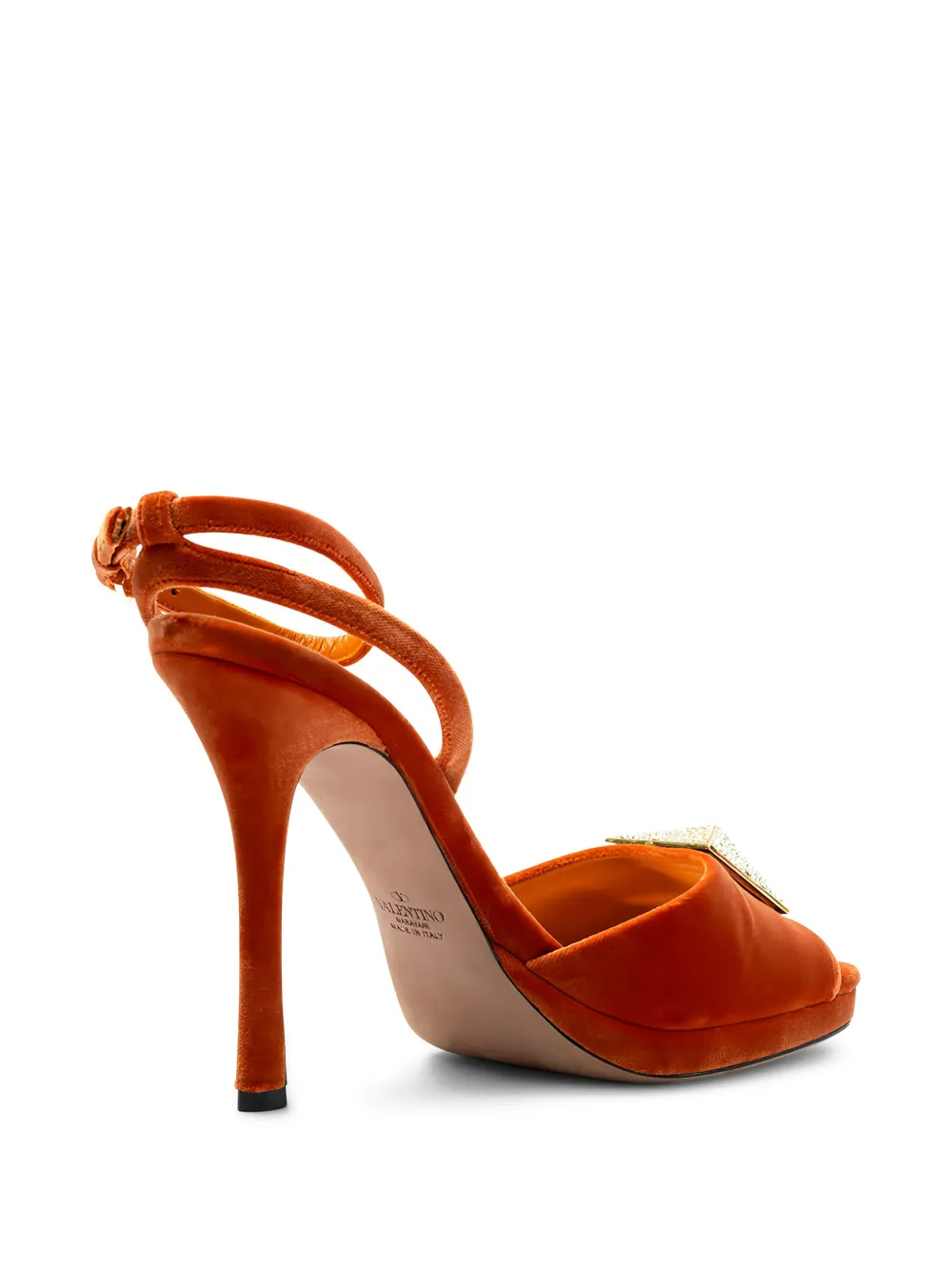 Valentino Square-toe Platform Sandals In Orange