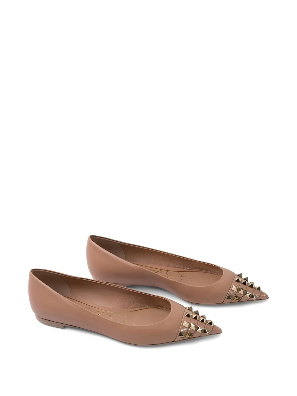 Valentino Garavani Ballerina's verfraaid met studs Beige