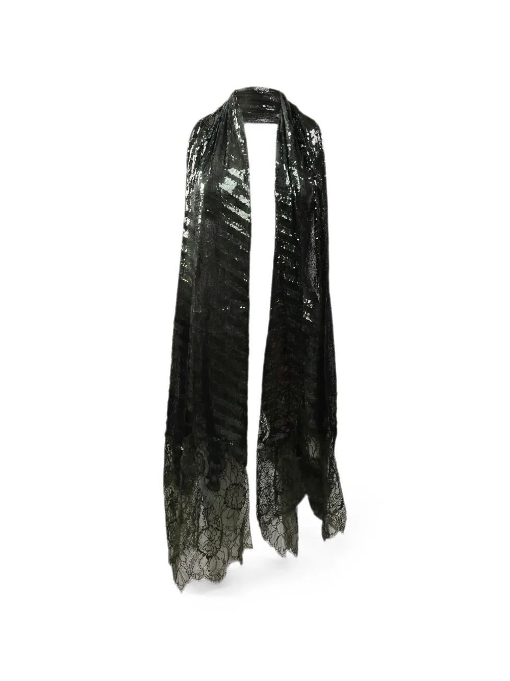 Valentino Garavani sequin-embellished lace-trim scarf - Nero