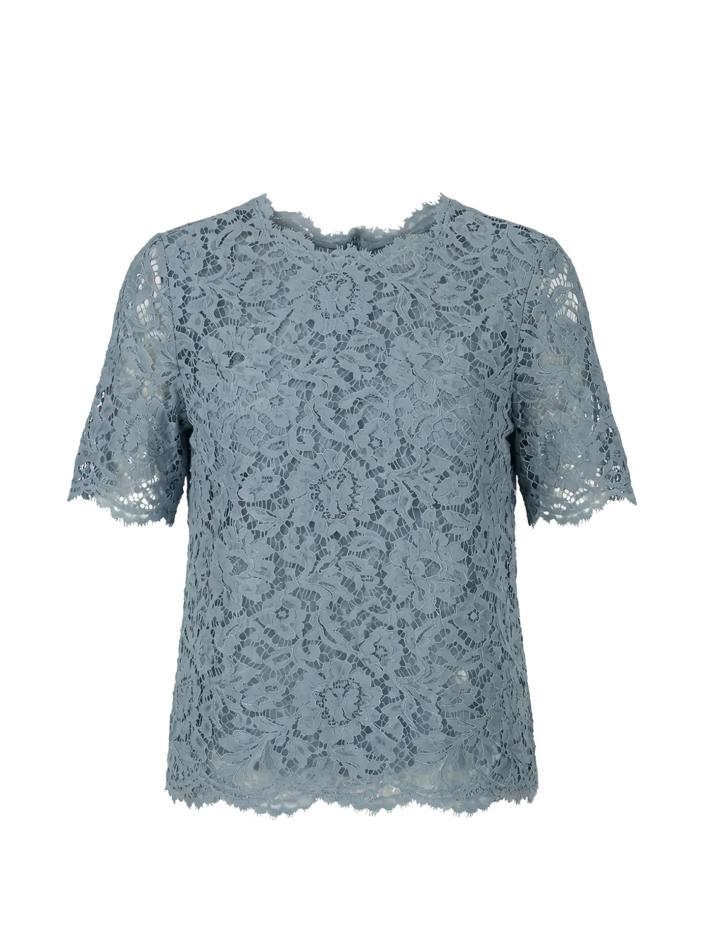 Valentino Garavani floral-lace short-sleeve top - Blue
