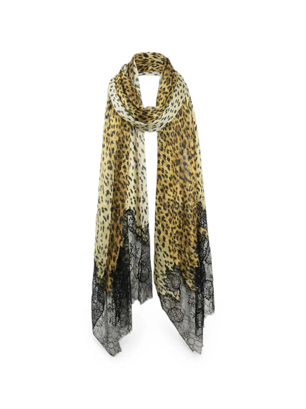 Valentino Garavani leopard-print lace-trim scarf - Toni neutri