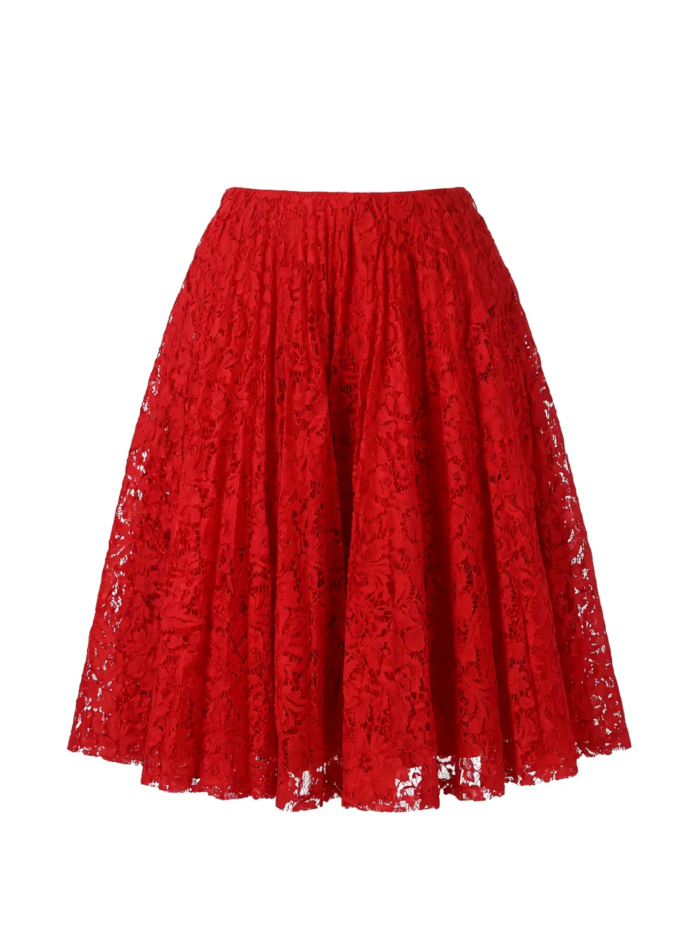 Valentino Garavani Midi-plooirok met bloemenkant Rood