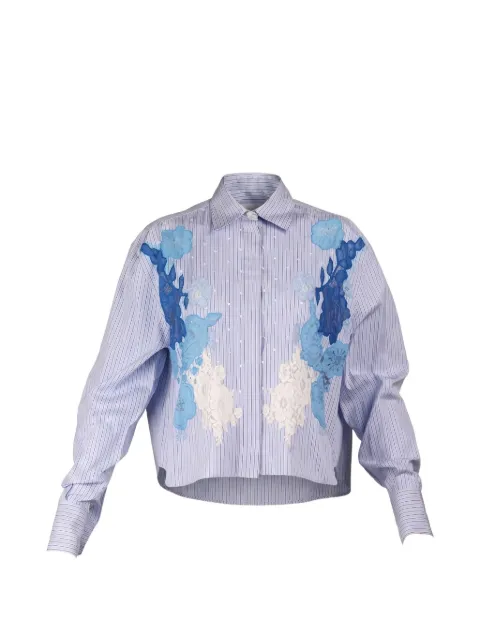 Valentino Garavani chemise rayée à appliques fleurs