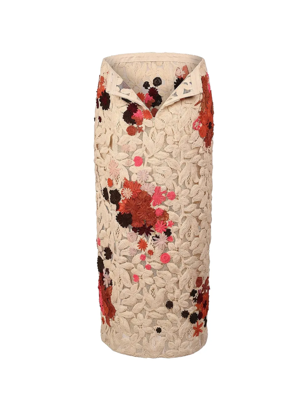 Valentino Garavani Midi-rok met bloemenkant Beige
