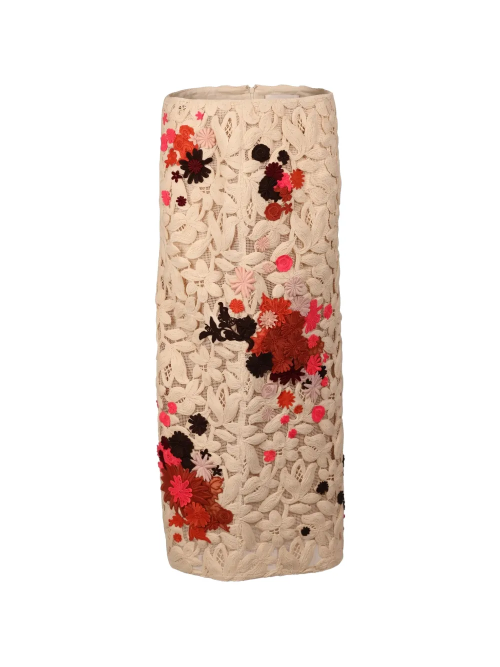 Valentino Garavani floral lace midi skirt - Toni neutri