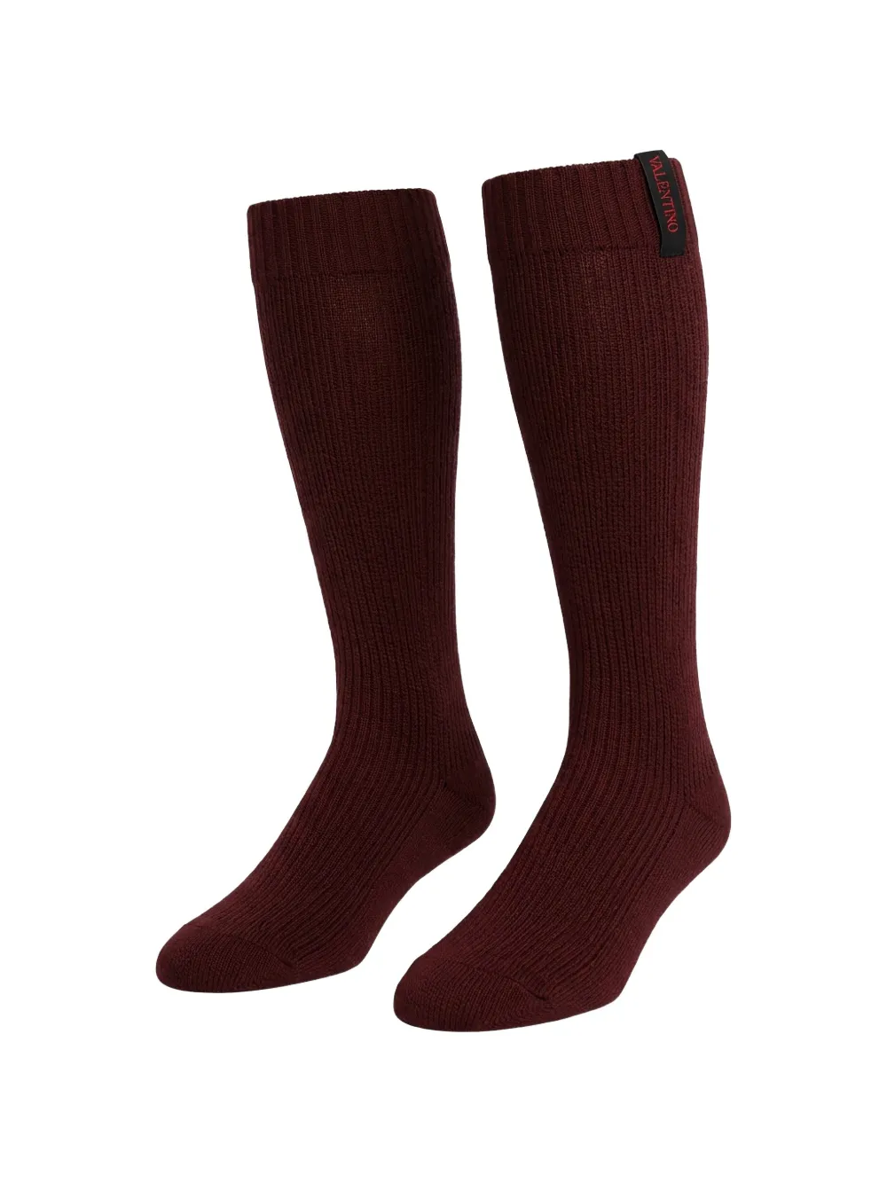 Valentino Garavani ribbed-knit logo-tag socks - Rosso