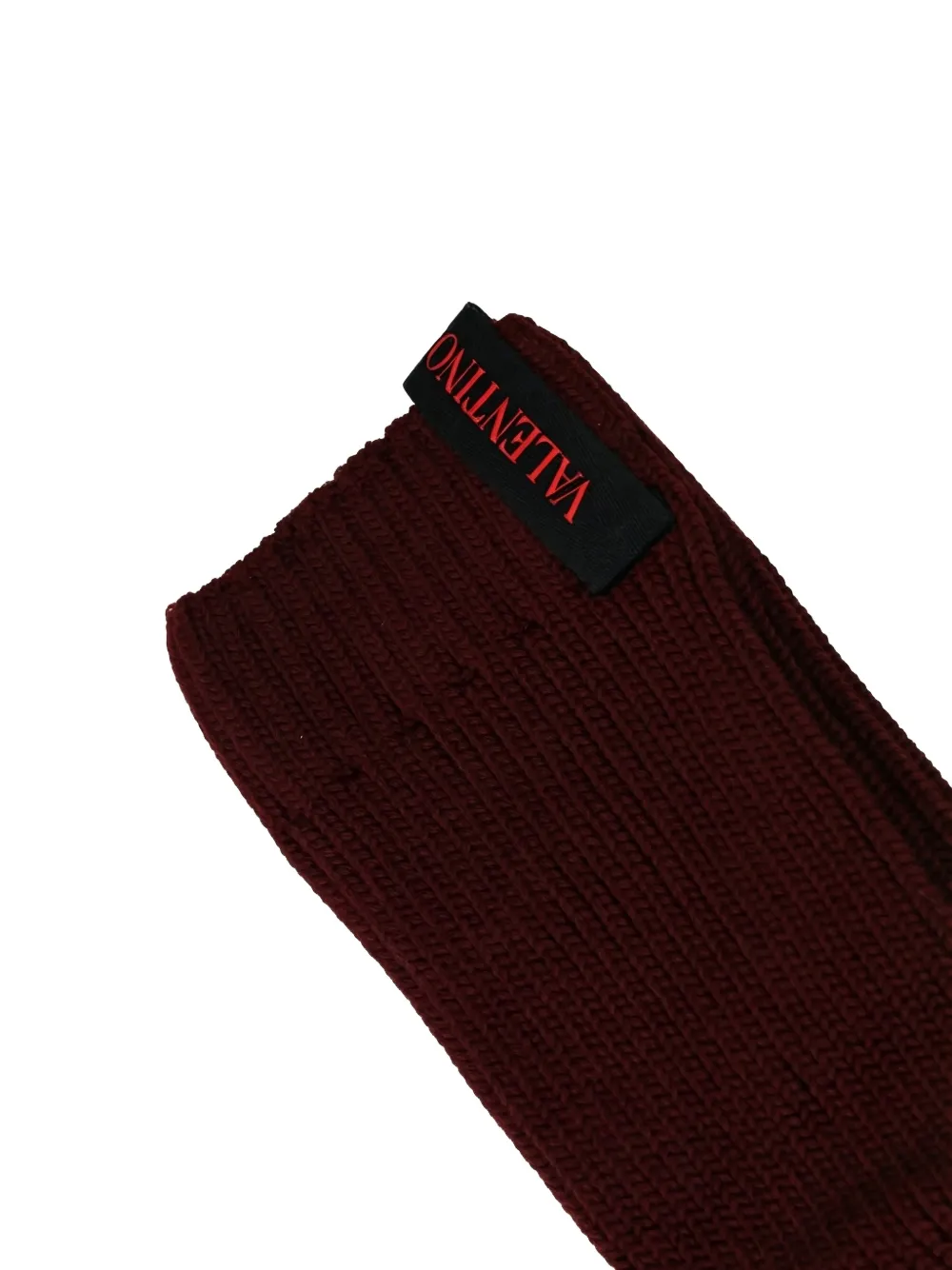 Valentino Garavani Ribgebreide sokken met logo-label Rood