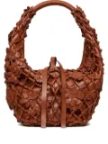 Valentino Garavani flower-embellished net shoulder bag - Brown