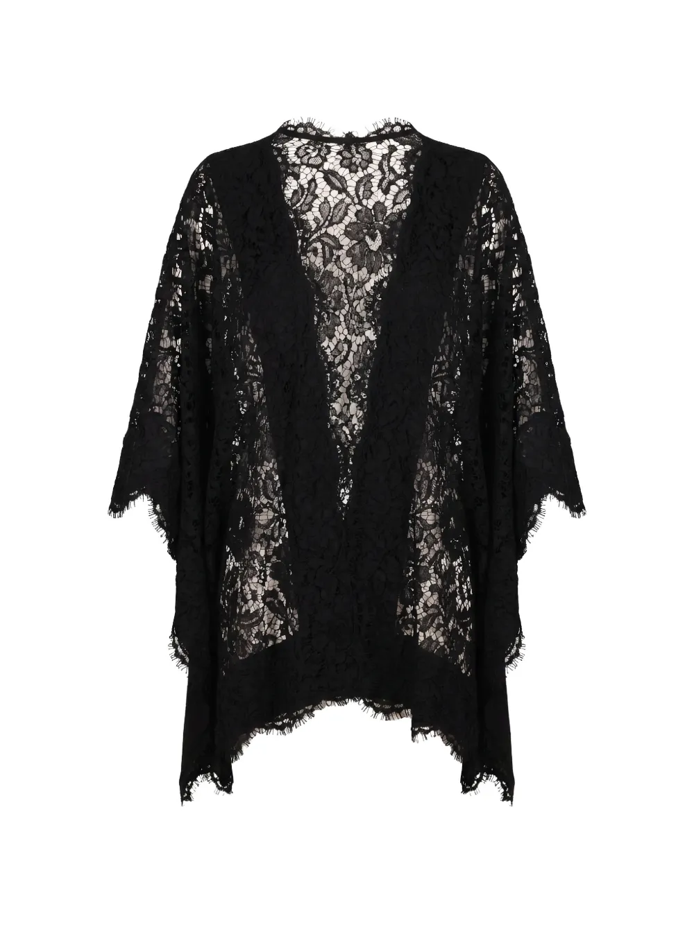 Valentino Garavani lace fringed cape - Schwarz